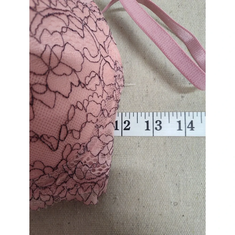 Pink Floral Lace Padded Underwire Push‎ Up Bra 34C BP5591